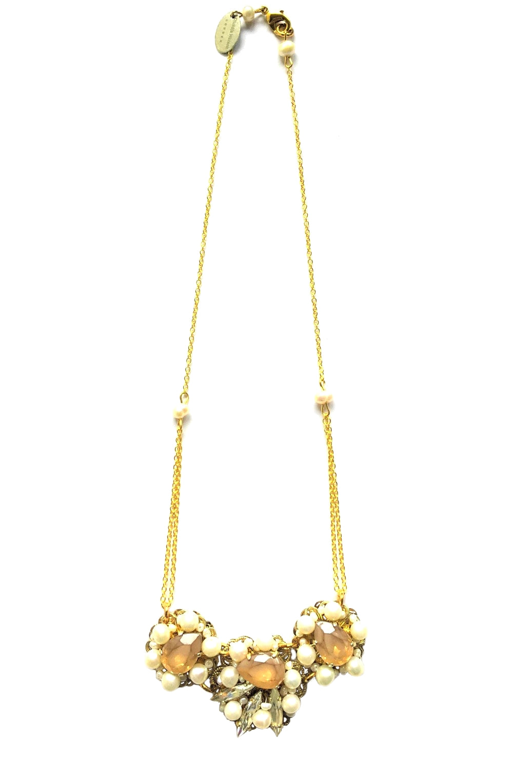 Gold Champange Pearls and Swarovski Crystals Necklace