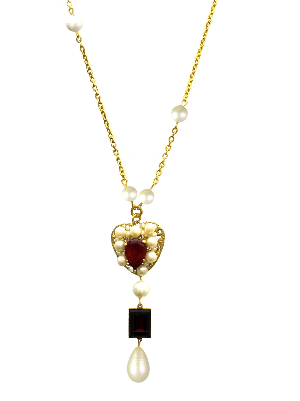 Freya Heart Crystals and Pearls Necklace