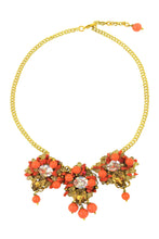 Load image into Gallery viewer, Coral and  Swarovski Crystals Oslo  Necklace
