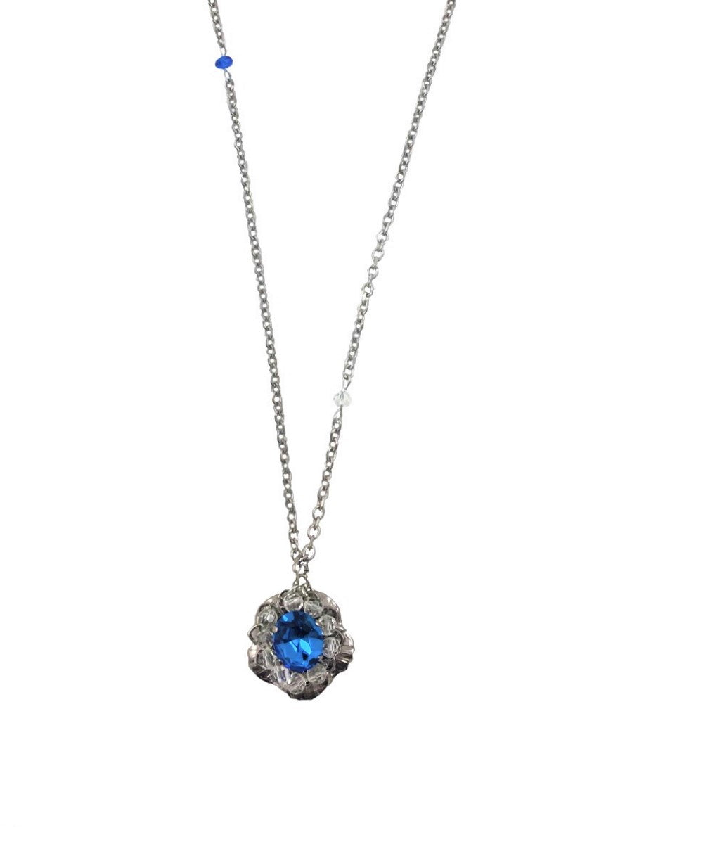 Blue Flower Swarovski Crystals Necklace