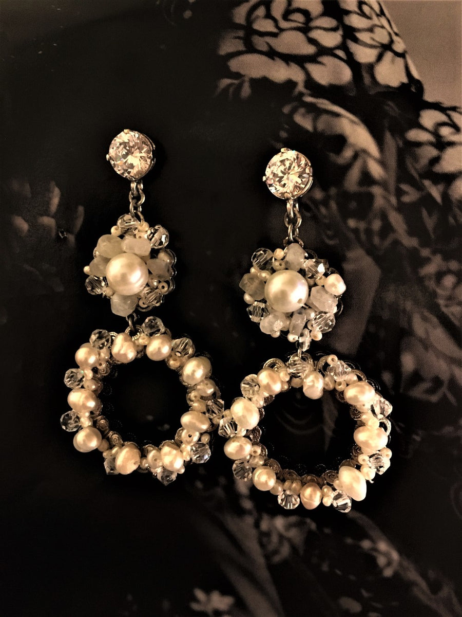 Pearl Swarovki Crystal Davina Earrings – Djurdja Watson London