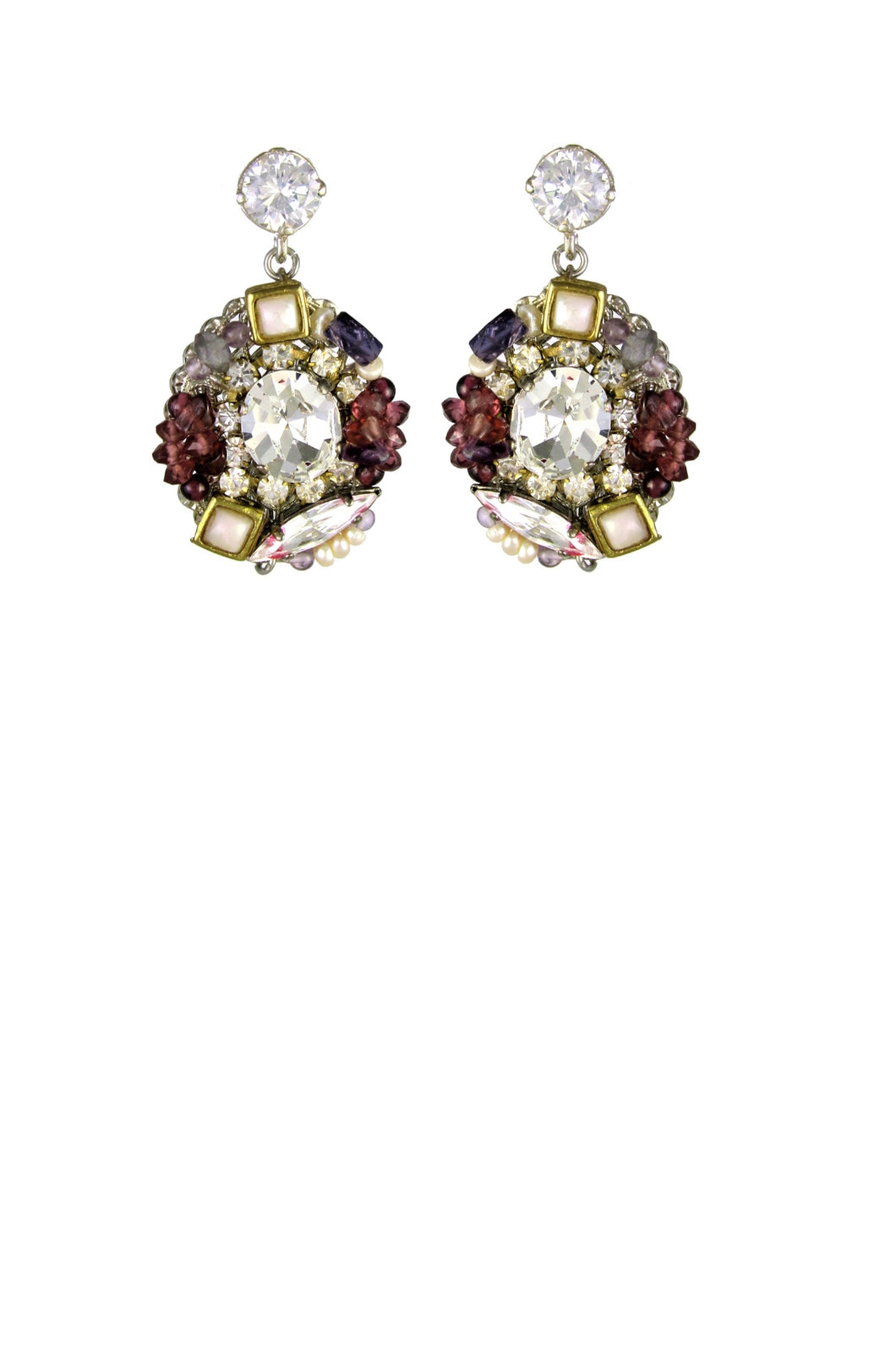 SALE - Claire Swarovski Crystals, Semiprecious Stones and  Pearl Earrings