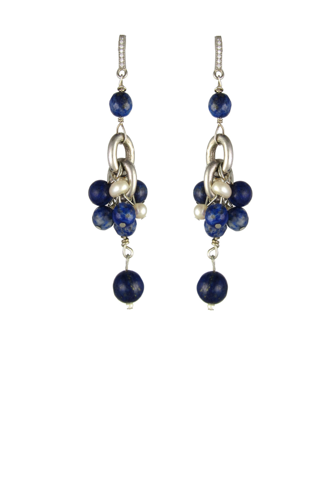 Lapis and Freshwater pearls Julia Sterling Silver Earring