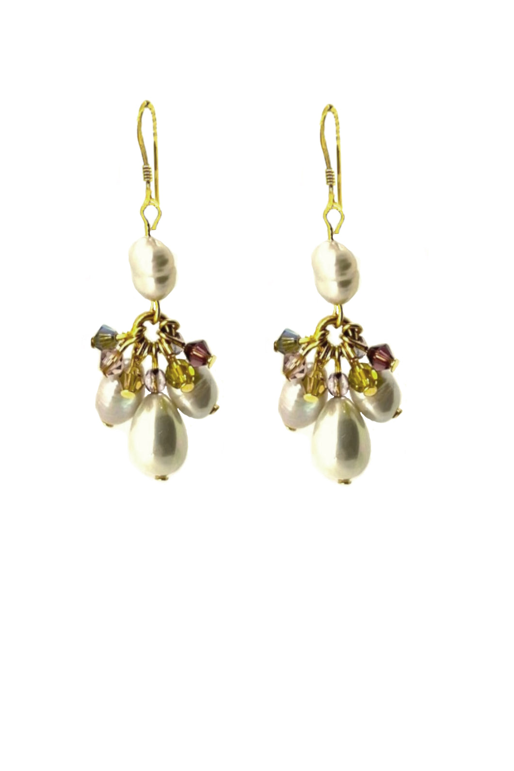 Freshwater pearls and Swarovski crystals Niva gold earrings