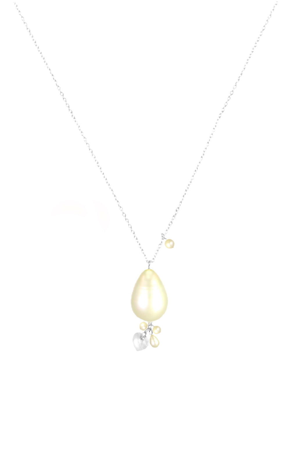 Abby Swarovski Heart Pearls Necklaces in Gold and Silver