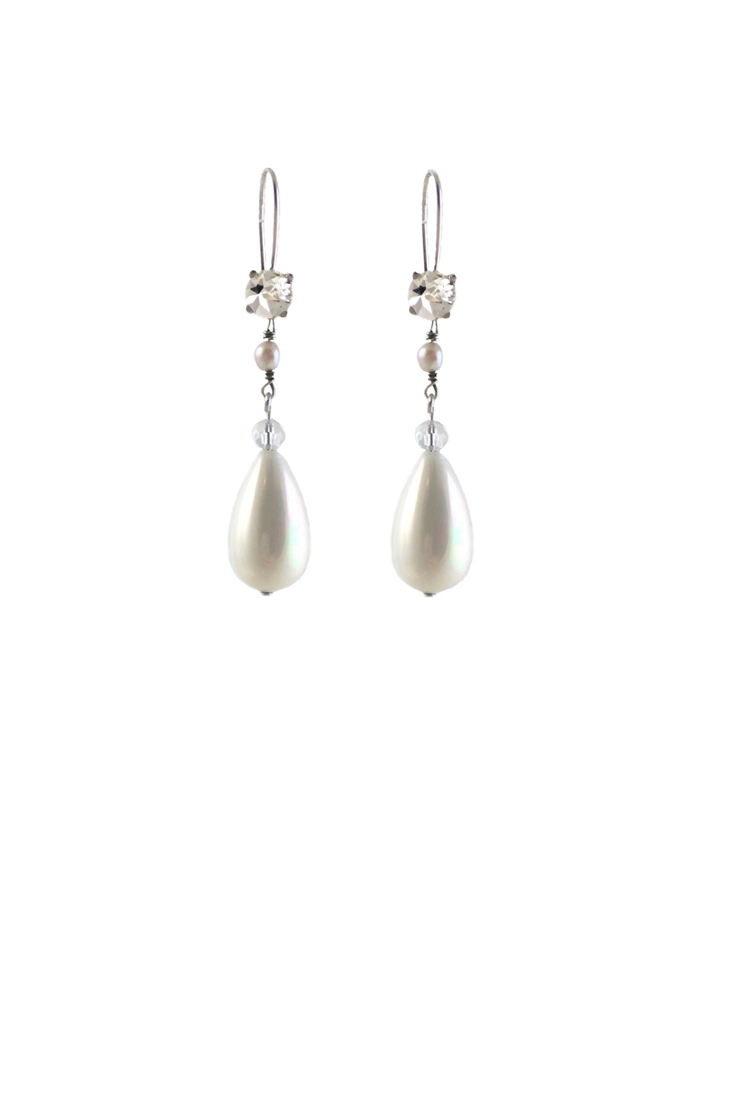 Pearls and Crystal Silver Ada Earrings