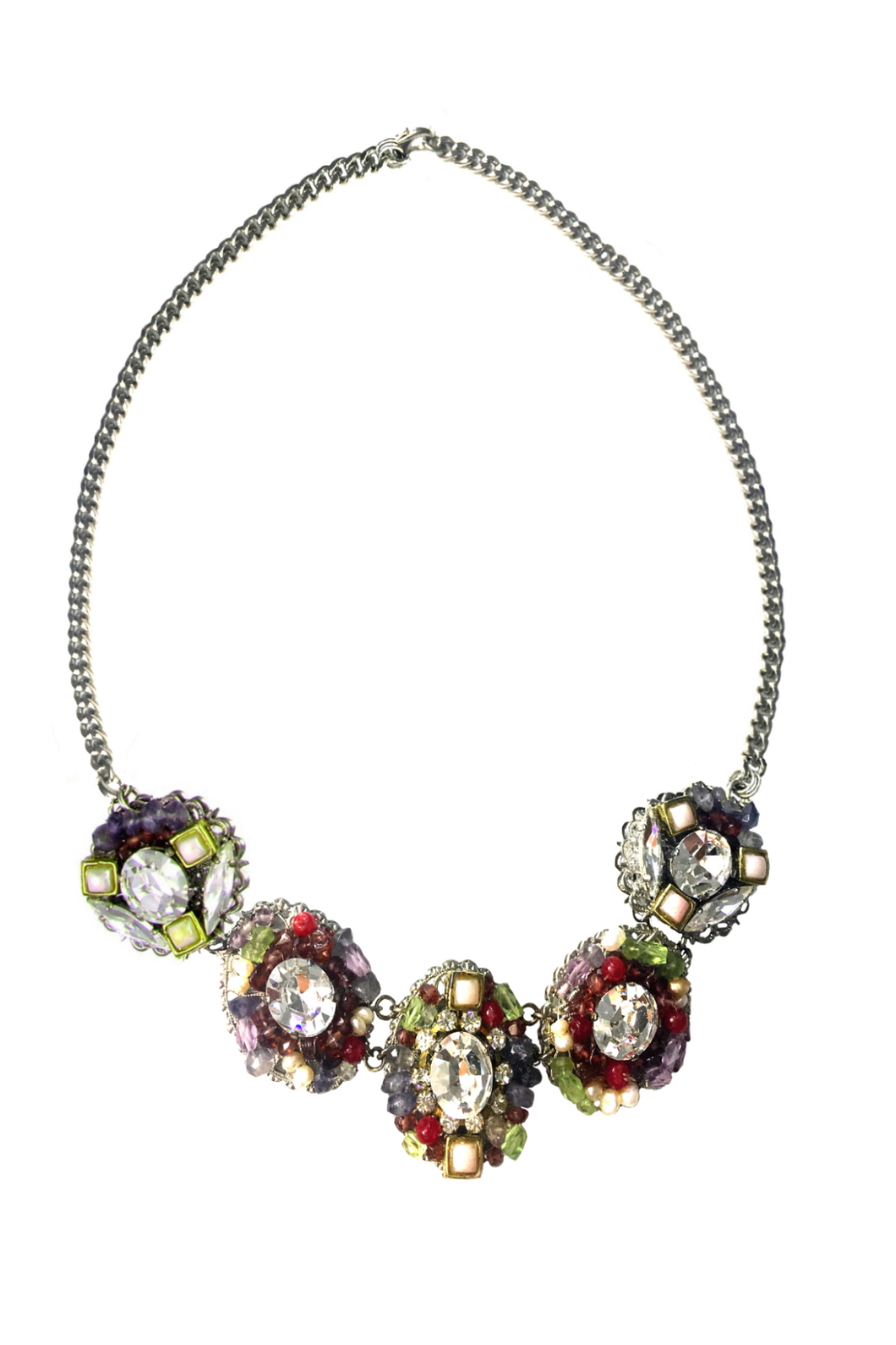 SALE - Claire Swarovski Crystals Semiprecious Stone Pearl Necklace