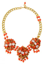 Load image into Gallery viewer, Coral and Swarovski crystals Gala Necklace
