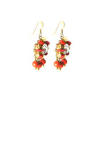 Load image into Gallery viewer, Coral and  Swarovski Crystal Earrings
