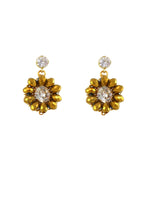 Load image into Gallery viewer, SALE - Crystal gold flower earrings
