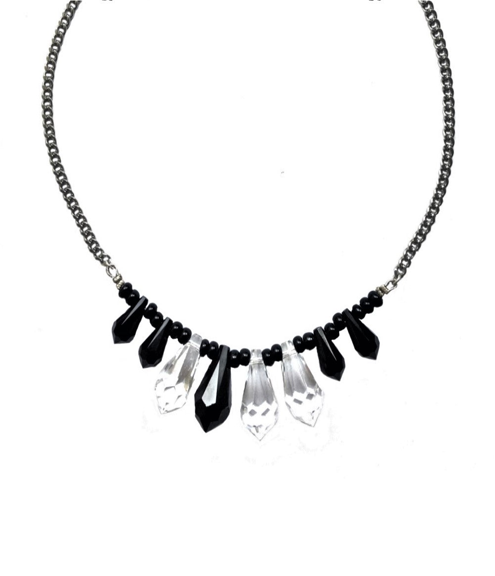SALE - Dolly Jet and Clear Swarovski Crystals Necklace Small