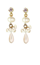 Load image into Gallery viewer, Pearls and  Crystals Iva earrings in Gold and Silver
