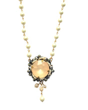 Load image into Gallery viewer, Gold Champagne Pearl and Crystal Pendant
