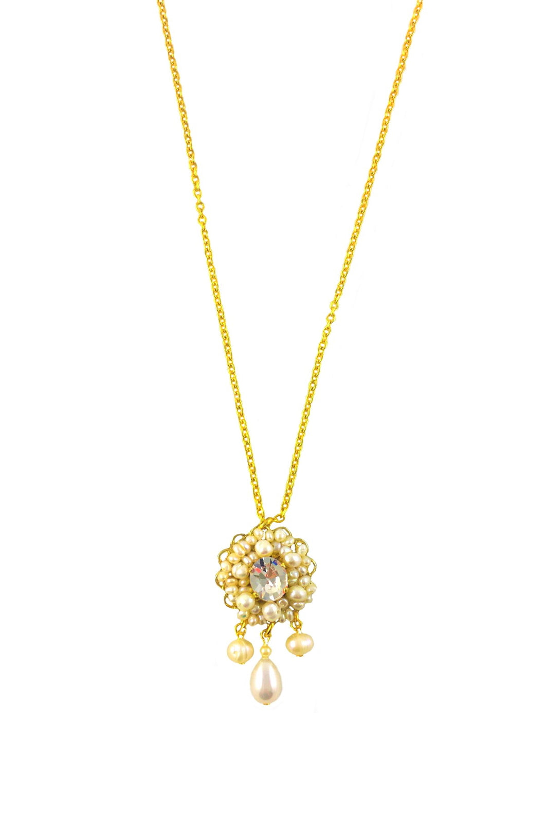 Adeline Gold Pearls and Swarovski crystal  Necklace