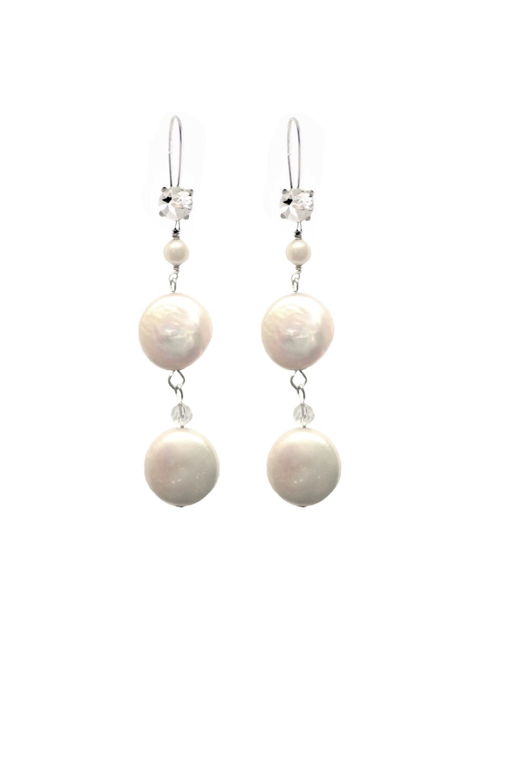 Round Baroque Pearls and Crystals Amy  Earrings
