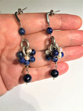 Load image into Gallery viewer, Lapis and Freshwater pearls Julia Sterling Silver Earring

