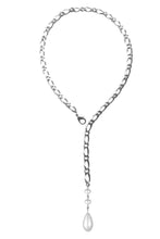 Load image into Gallery viewer, Pearls and  chunky silver chain Stella necklace
