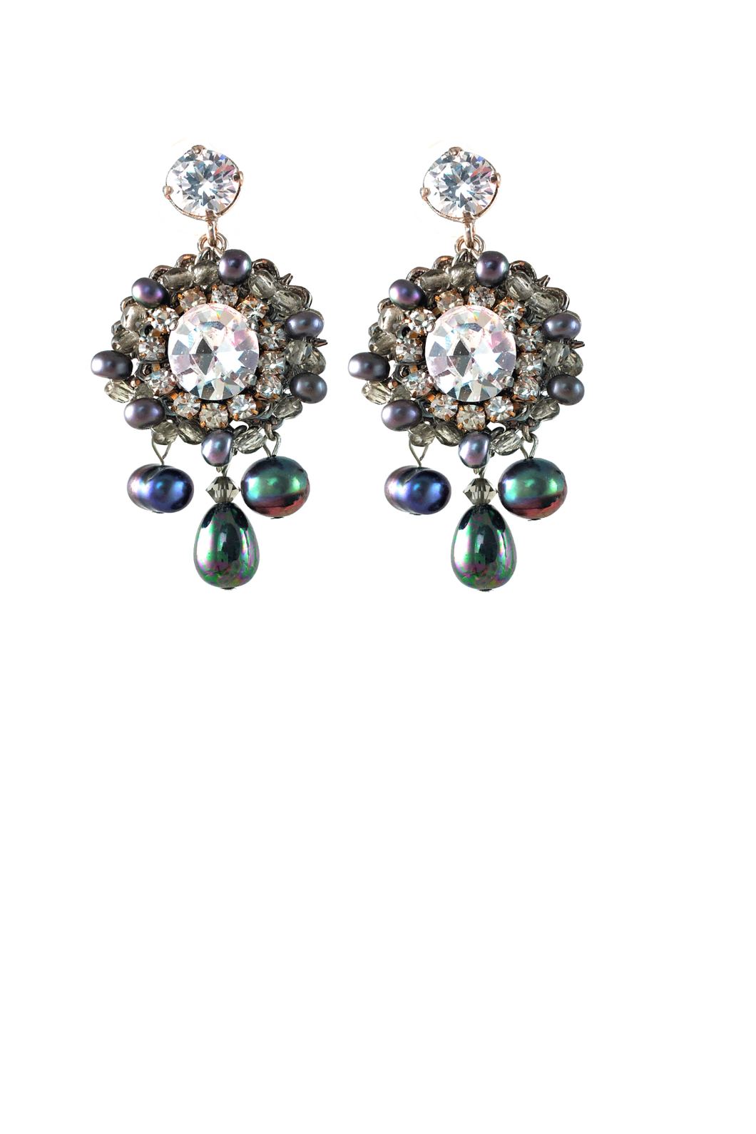 Baroque  Freshwater pearls and Swarovski Crystals Broadway Earrings