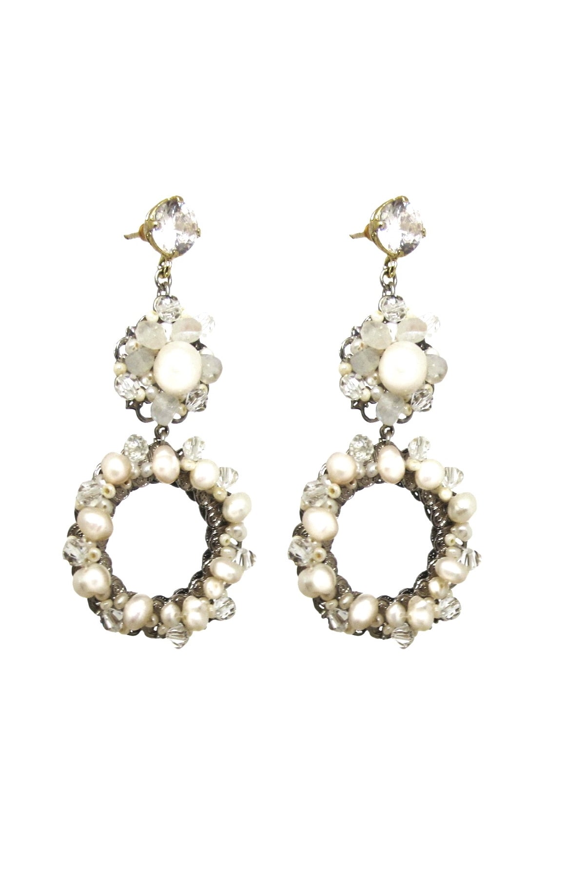 Pearl Swarovki Crystal Davina Earrings – Djurdja Watson London