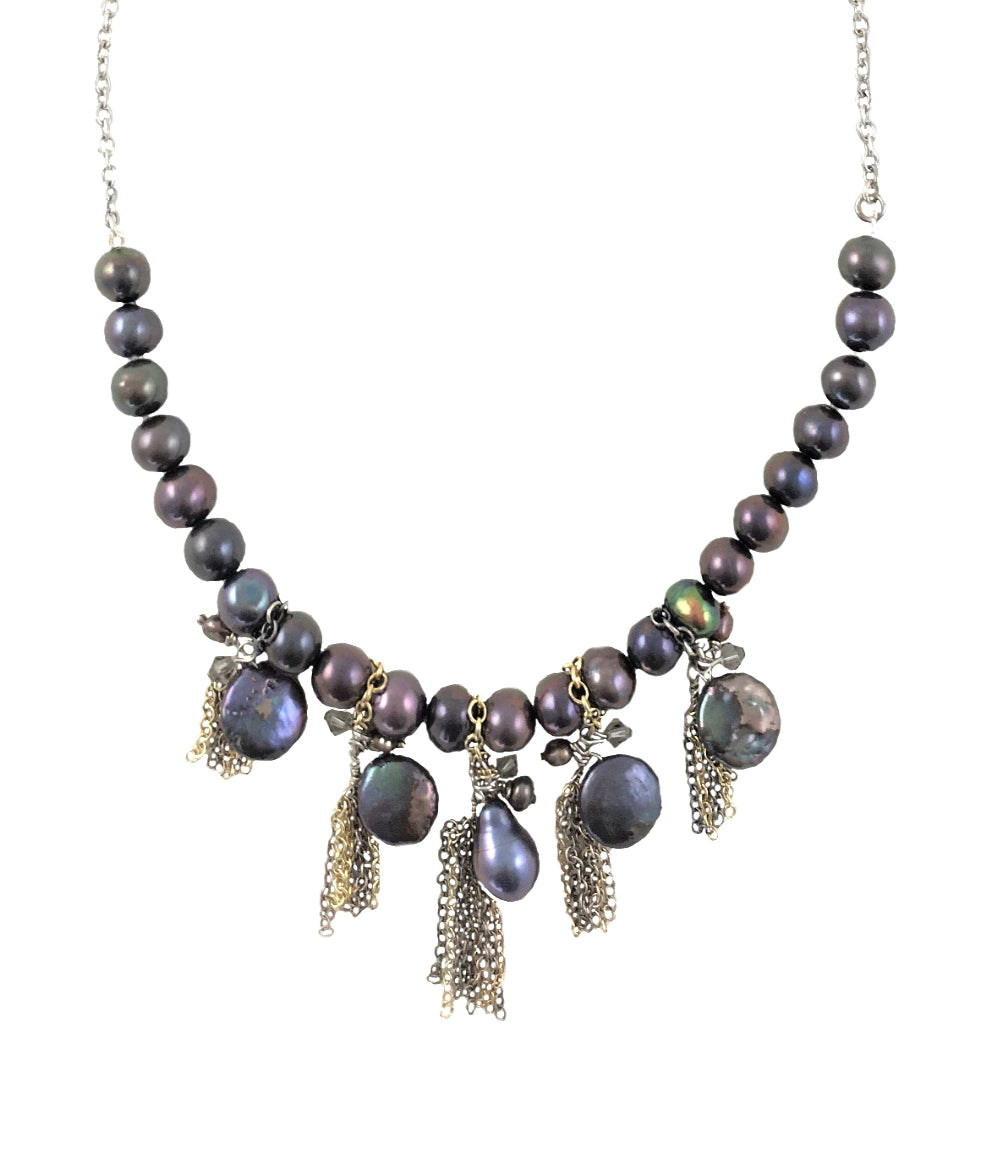 Baroque Freshwater Pearls and Swarovski Crystals Barcelona Necklace