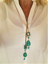 Load image into Gallery viewer, Adela Turquoise and Swarovski crystal Necklace
