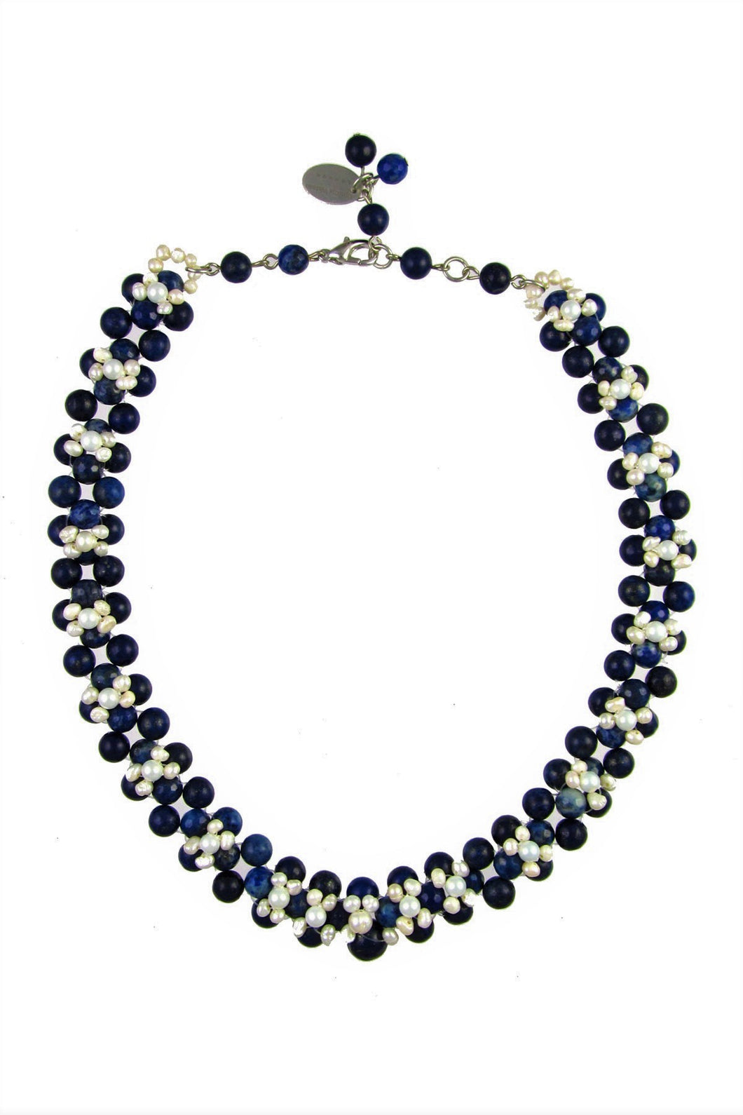 Rex Blue Lapis Fresh water pearl silver necklace