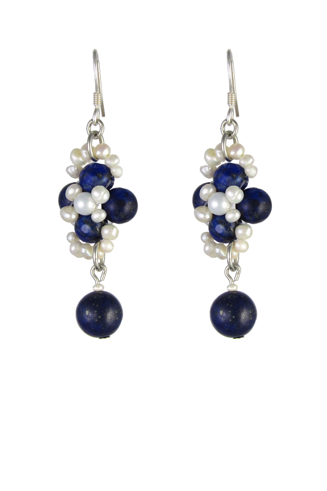 Lapis and Freshwater Pearls Rex Sterling Silver Earrings
