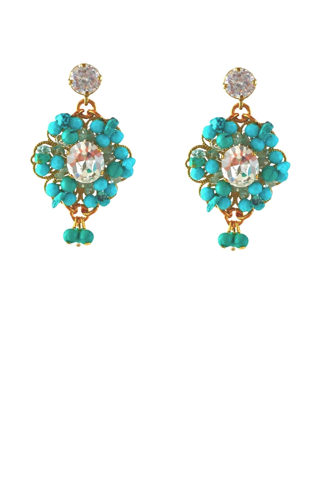 Adela Turquoise and Swarovski Crystals earrings