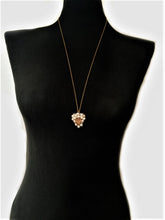 Load image into Gallery viewer, Gold Champagne  Heart Swarovski Crystals and Pearls Long Necklace
