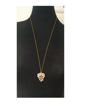 Load image into Gallery viewer, Gold Champagne  Heart Swarovski Crystals and Pearls Long Necklace

