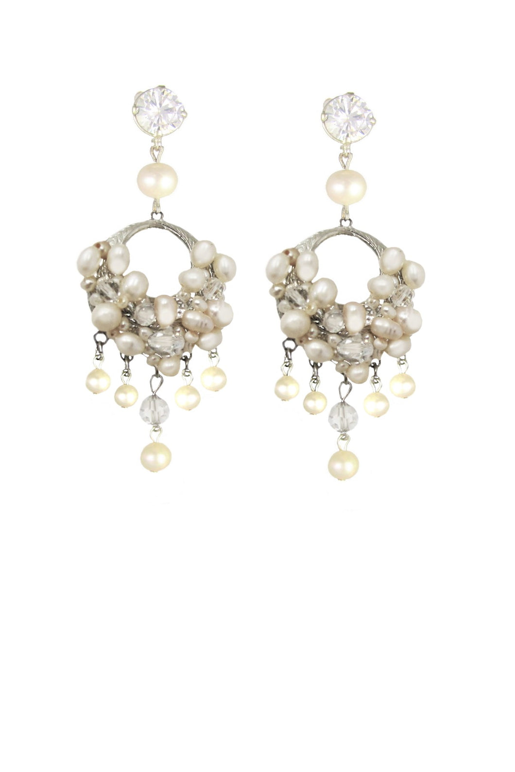 Pearls and Swarovski Crystals Jane Earrings