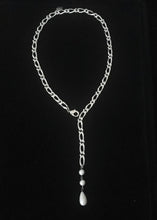 Load image into Gallery viewer, Pearls and  chunky silver chain Stella necklace
